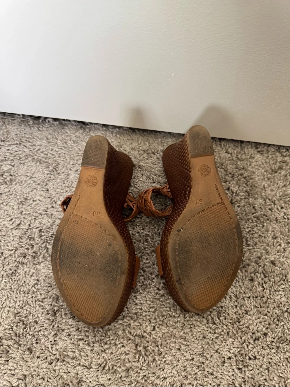 Women's Braided Strap Tan Wedge Sandals